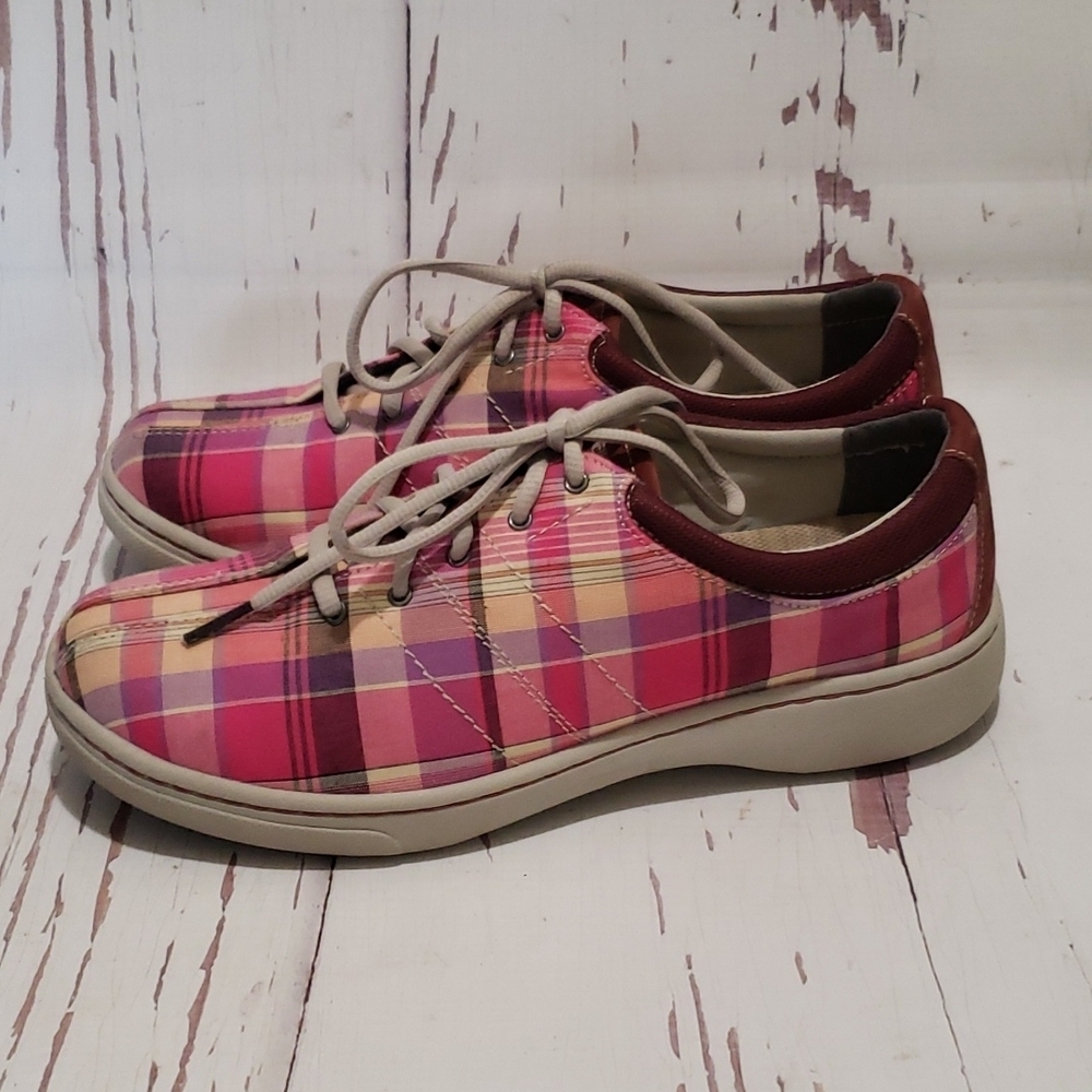DANSKO Brandi Pink Plaid Madras Sneakers Fabric Lace Up Women's EUR 40 - Picture 5 of 7